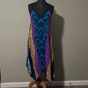 Jealous Tomato Women's Multicolor Handkerchief Asymmetrical Abstract Dress Small